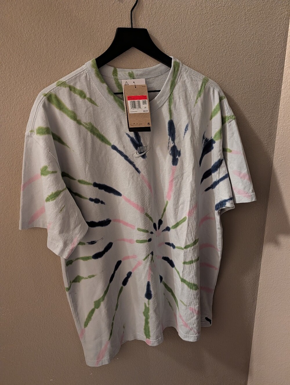 Nike White Short Sleeve Tie-Dye T-Shirt Oversized Fit NWT Streetwear Mens Size L